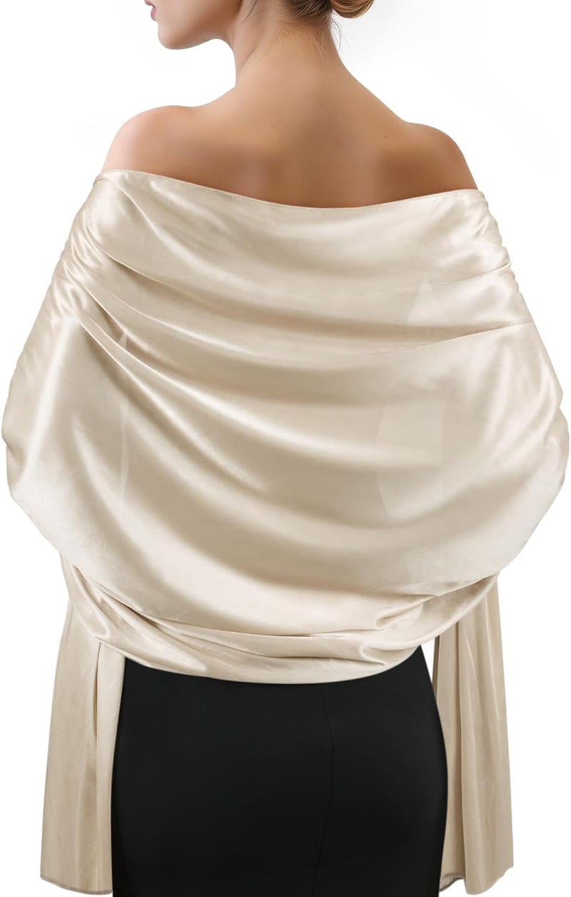 Sofier Satin Shawl Wraps for Women Evening Dresses Wedding Bridal Party Silky Scarf Formal Cover Up Bridesmaid Gifts - Image 1